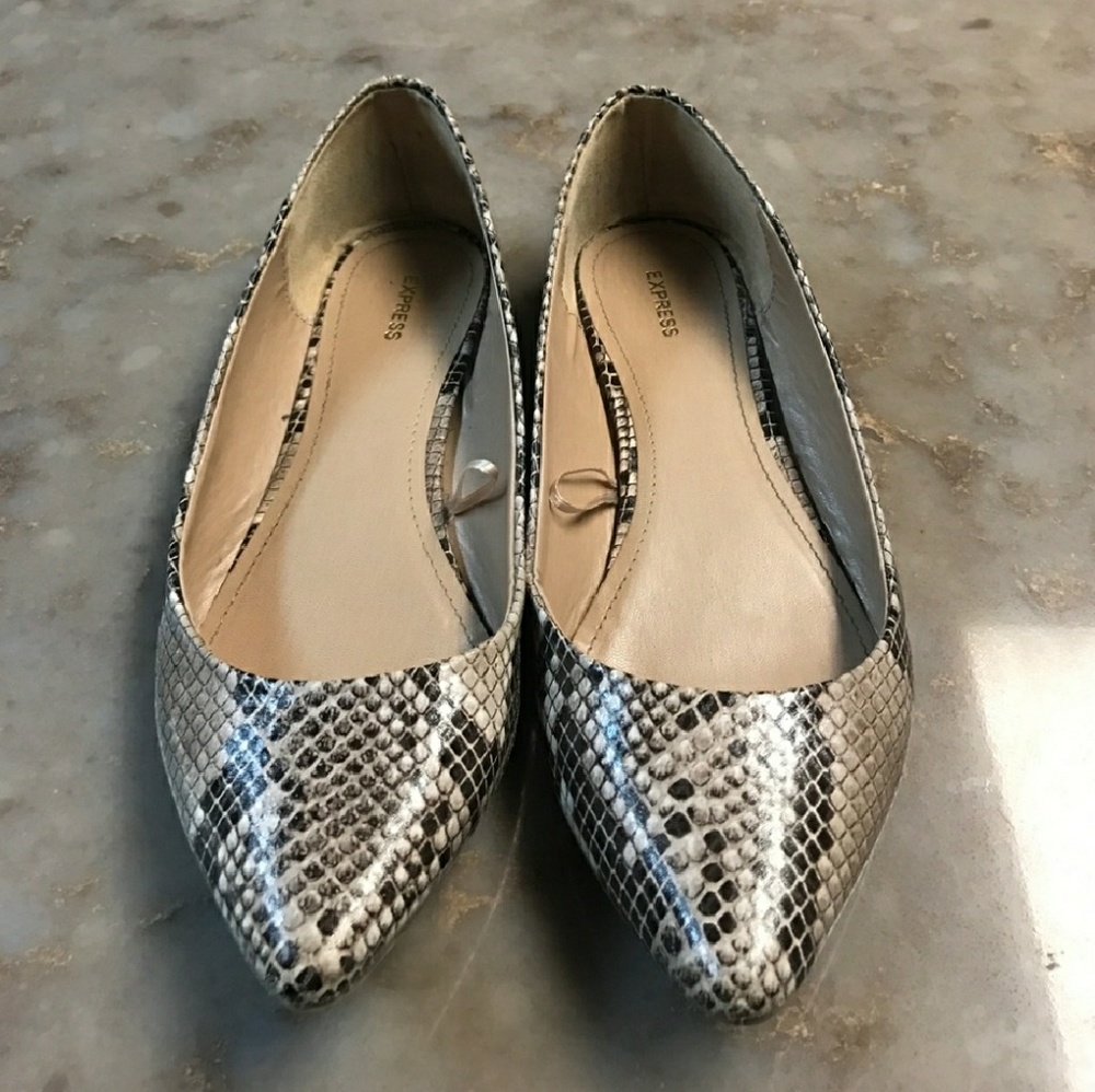 Express snakeskin flat